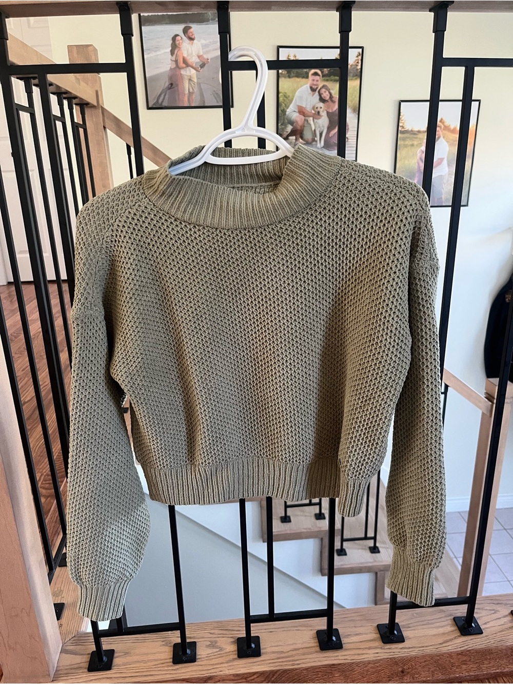 Hollister Olive Knit Crewneck Sweater